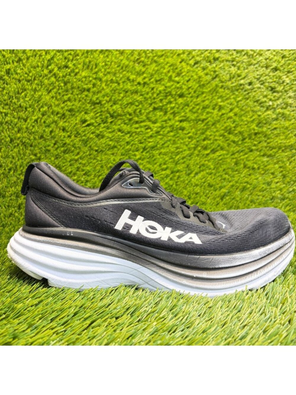 Hoka One One Bondi 8 Womens Size 9 Black White Athletic Running Shoes Sneakers